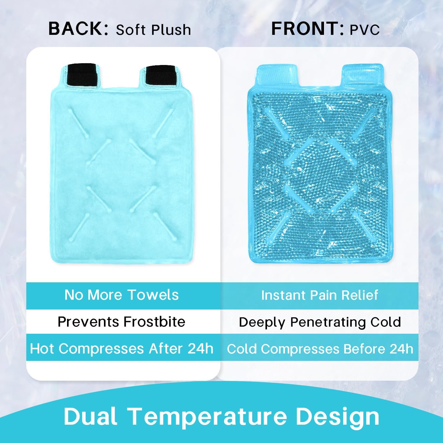 Ice Pack for Knee Pain Relief Reusable Gel Ice Wrap for Leg Injuries Swelling Knee Replacement Post-Surgery Recovery Adjustable Cold Therapy Wrap for Arthritis Meniscus Tear and ACL (Blue)